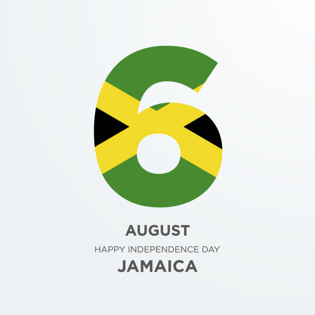 bildbanksillustrationer, clip art samt tecknat material och ikoner med happy independence day jamaica design. number 6made of the jamaican flag as jamaica celebrates its independence day on the 6th of august. - welcome to jamaica