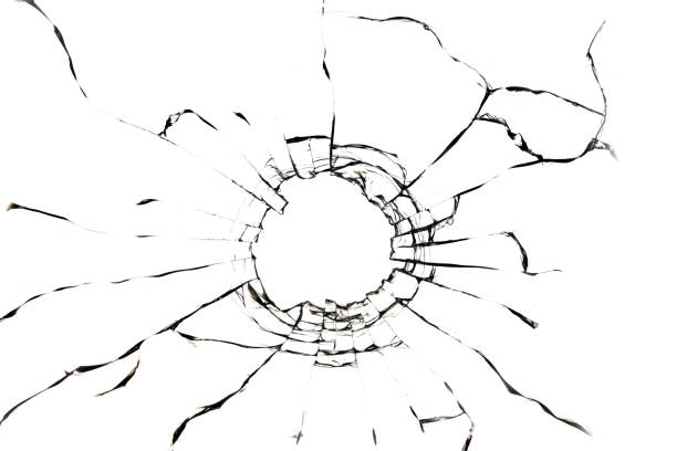 istock Texture of cracks of broken glass on a white background. Broken window effect for design. 1528774149