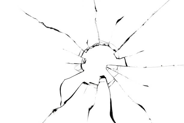 istock Texture of cracks of broken glass on a white background. Broken window effect for design. 1528774157