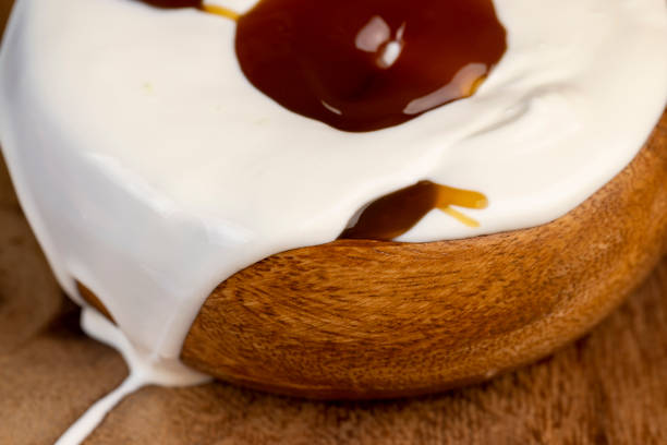 istock Milk sweet yogurt with bifidobacteria and chocolate 1528787318