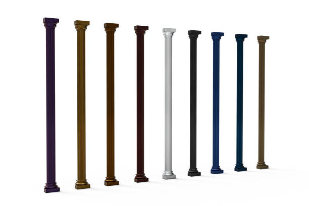istock Colorful columns on a white background. Isolated. 3D illustration. Vintage and antique Columns 1528792639