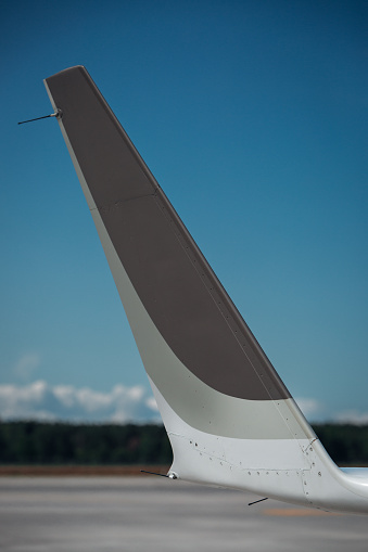 Private jet side winglet close up