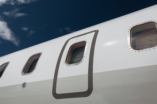 Simulated Window Jet Private Jet Airplane Windows With Reflection Stock Photo - Download ...