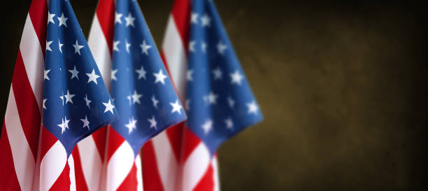 istock American flags in front of brown background 1528886527