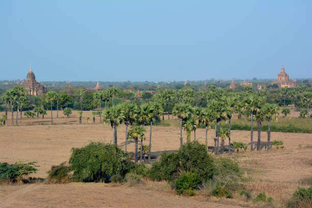 Ancient buddhist temples and pagodas in Bagan Archaeological Zone, Myanmar