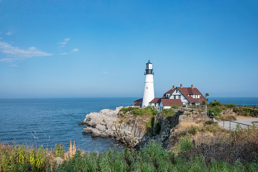 Portland Head Light, historic lighthouse in Cape Elizabeth, Maine, New England USA