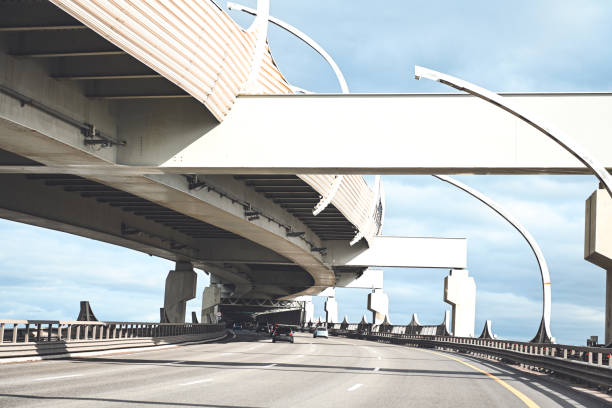road floor with city overpass viaduct bridge