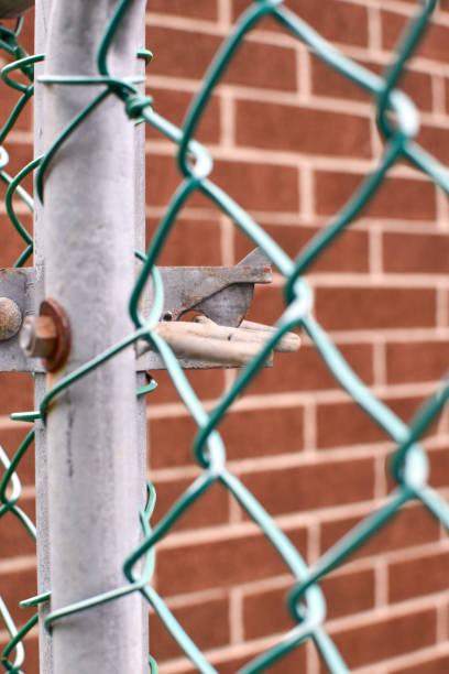 istock Chain link fence and lock 1529250889
