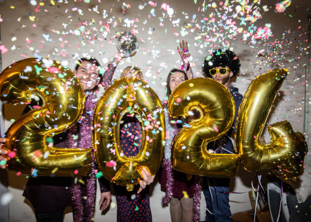 istock Saying New Year 2024 with balloons 1529324787