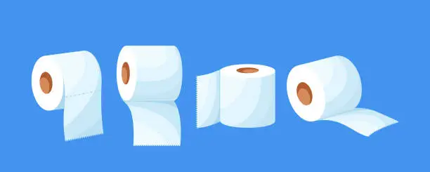 Vector illustration of Soft, Absorbent, And Essential For Hygiene, Toilet Paper Is A Common Household Item Used For Personal Care