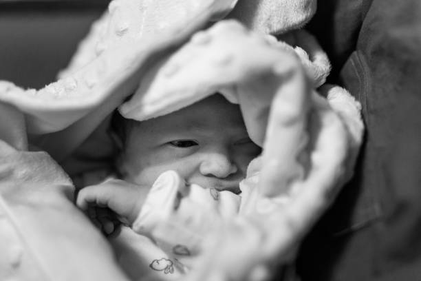 Close Up Shot of Cute Asian Pakistani 4 Months Old Baby Boy, Who is Enjoying at Home Garden at Luton City of England UK. Image Was Captured on July 23rd, 2023