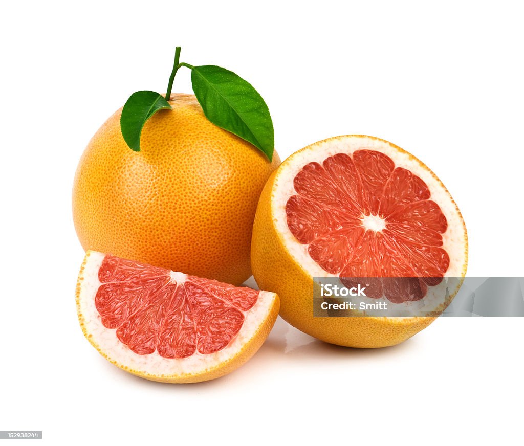 grapefruit grapefruit with leaf isolated on white Citrus Fruit Stock Photo