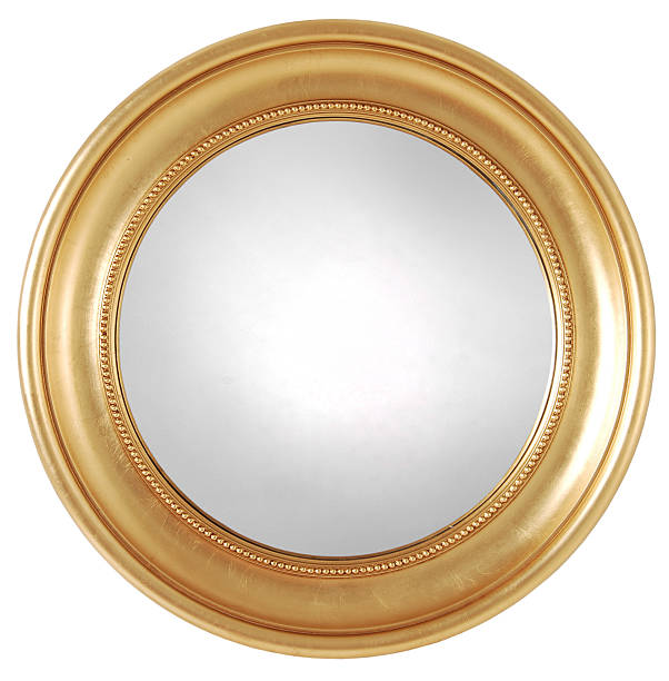vergoldete runde spiegel, gläser - round mirror stock-fotos und bilder