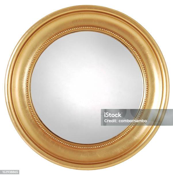 Foto de Dourado Espelho Redondo Quadro e mais fotos de stock de Círculo - Círculo, Espelho, Moldura de Quadro - Equipamento de arte e artesanato