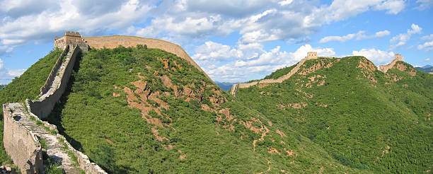 The great wall of china ond mountains stock photo