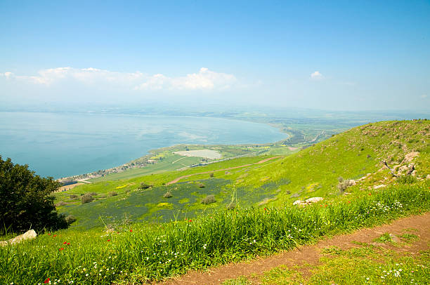 Sea of Galilee Seaa of Galilee, Kinnereth, a view from the Golan Heights sea of galilee stock pictures, royalty-free photos & images