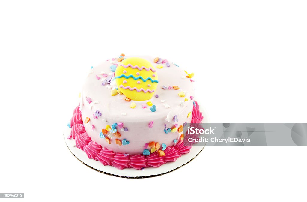 Easter Cake A decorated Easter cake isolated on a white background Baked Stock Photo