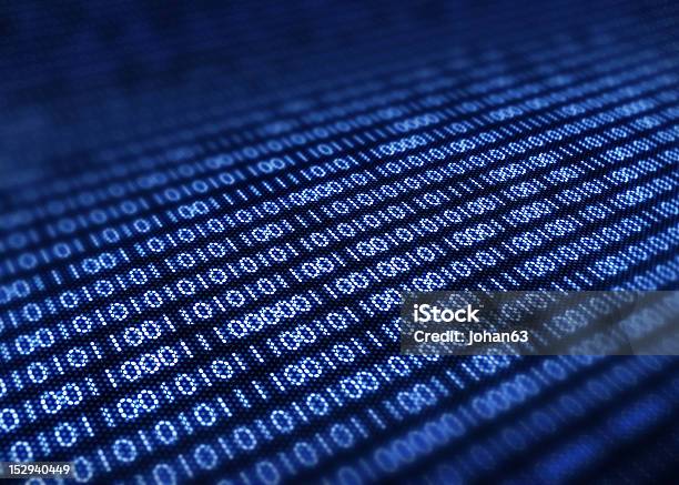 Binary Code On Pixellated Screen Stock Photo - Download Image Now - Binary Code, Computer Monitor, Device Screen