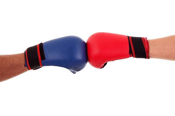 istock Two boxers touch gloves ready to start fight 152941241
