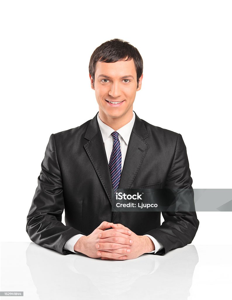 Retrato de um empresário sentado em uma entrevista - Foto de stock de Figura para recortar royalty-free