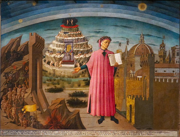 Dante and the Divine Comedy in Duomo stock photo