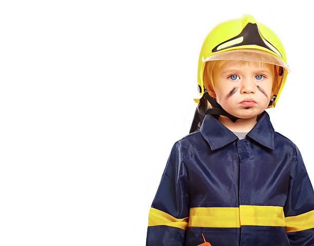 istock Nice little boy in fireman costume 152942345