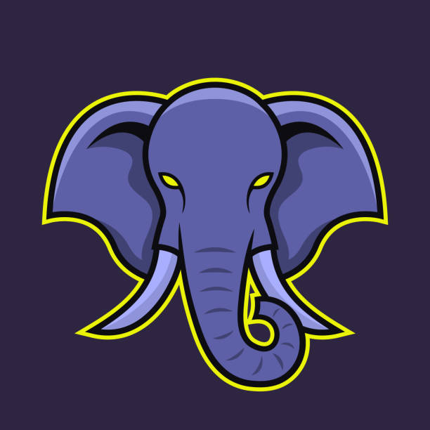 elefanten-maskottchen-logo. comicfigur. vektor-illustration - backgrounds elephant illustration and painting india stock-grafiken, -clipart, -cartoons und -symbole