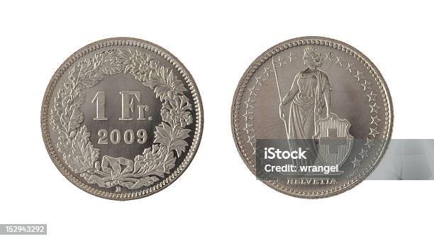 Moneda De Franco Suizo Aislado En Blanco Foto de stock y más banco de imágenes de Moneda de franco suizo - Moneda de franco suizo, Divisa suiza, Un solo objeto