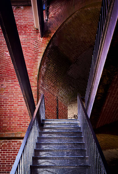 Staircase at Fort Point stock photo