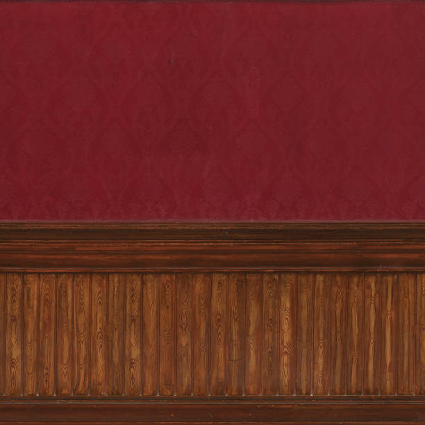 3d illustration of wall surface texture with silk above and wooden panel below