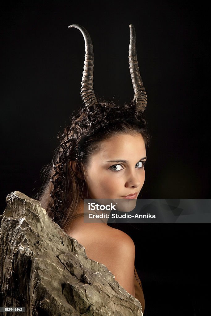 Capricorn girl Capricorn or Goat woman, this photo is part of a series of twelve Zodiac signs of astrology Adult Stock Photo