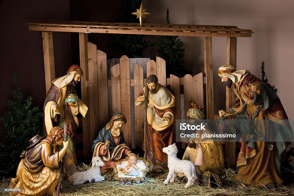 Manger Scene indoor nativity scene Nativity Scene Stock Photo