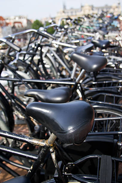 Row of bicycles stock photo