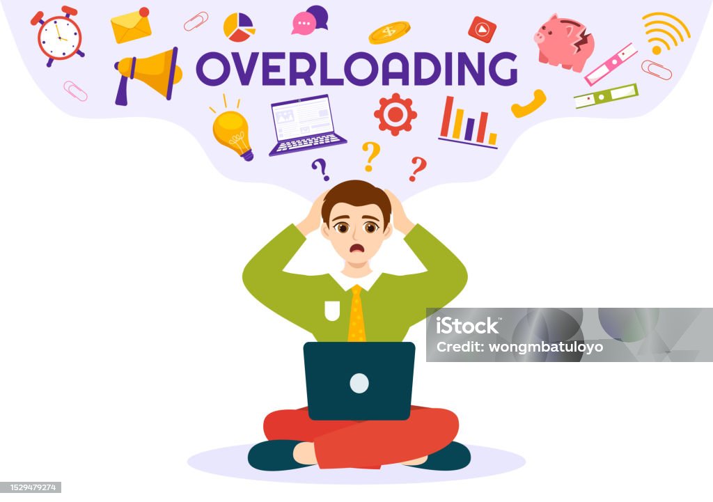 Overloaded Process Overloading Vector Illustration With Busy Work And Multitasking ...