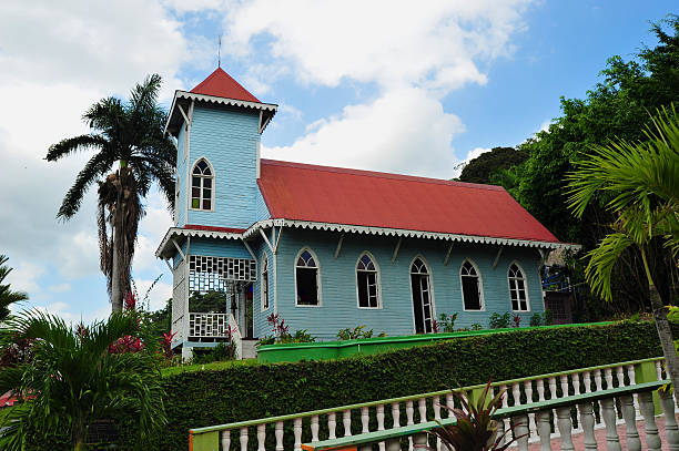 Colorful Yellow Notre Dame Cathedral Papaeete Tahiti French Polynesia