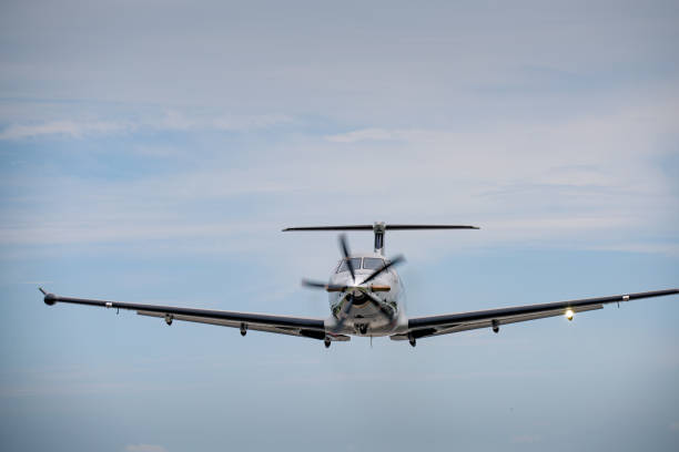 istock Turboprop Business Airplane in Flight 1529494428