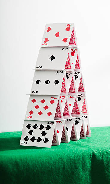 Poker cards castle stock photo