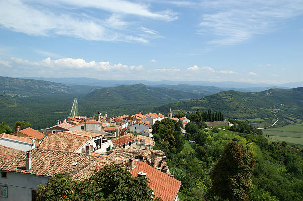 istock view of house with red roofs and valley 152949891