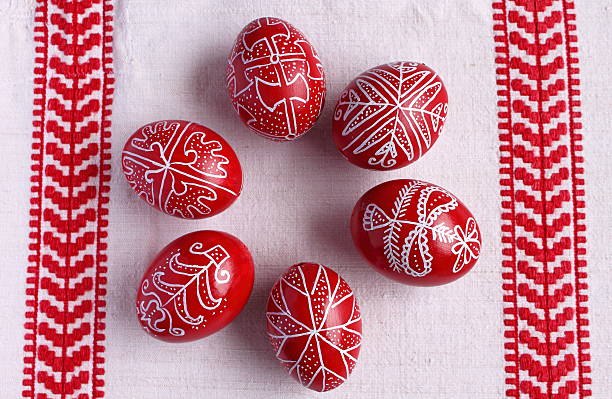 traditional easter eggs stock photo