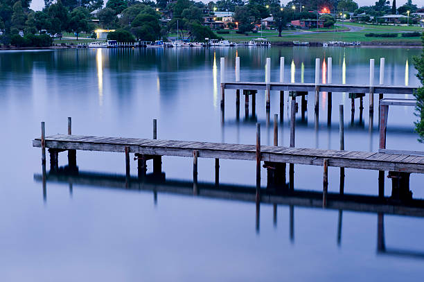 istock Two Piers on Mallacoota Bottom Lake before Dawn 152953701