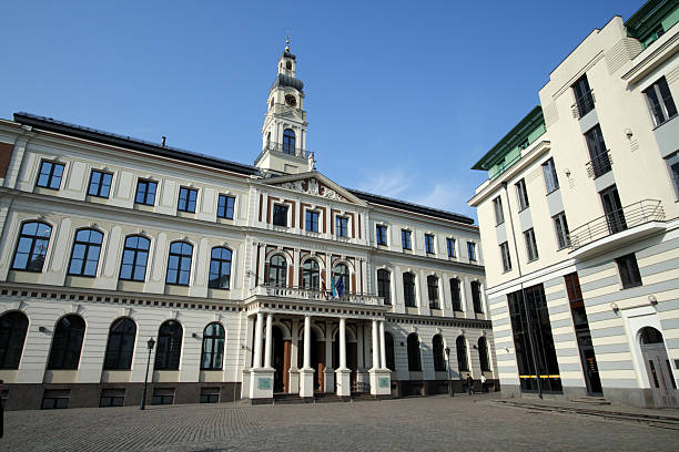 Front view of Riga City Council stock photo