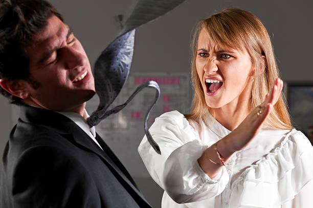 violence at office stock photo