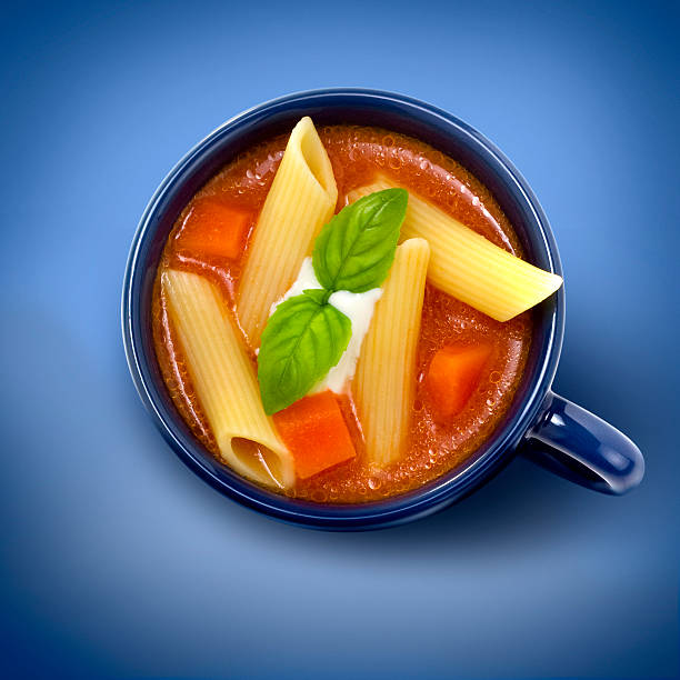 tomato soup with penne, carrot and cream