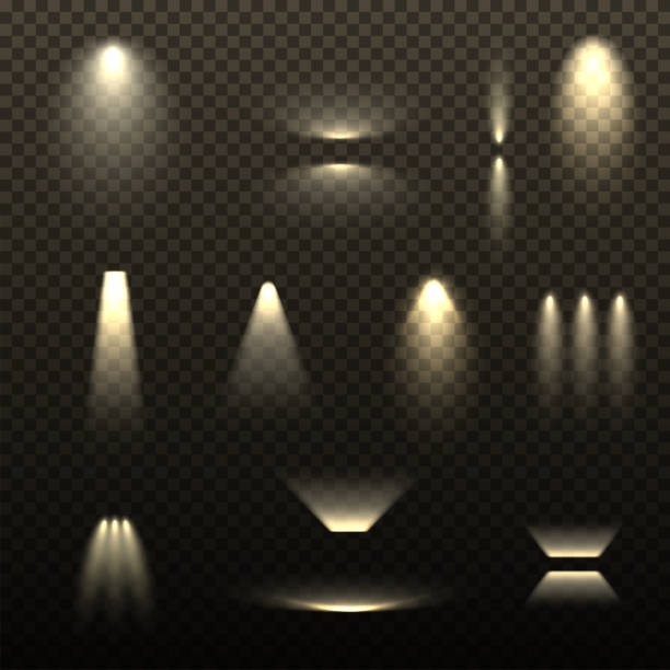 壁ランプの光の効果抽象的なグロービーム光線投影セットのリアルなベクターイラスト - version 3 flash点のイラスト素材／クリップアート素材／マンガ素材／アイコン素材
