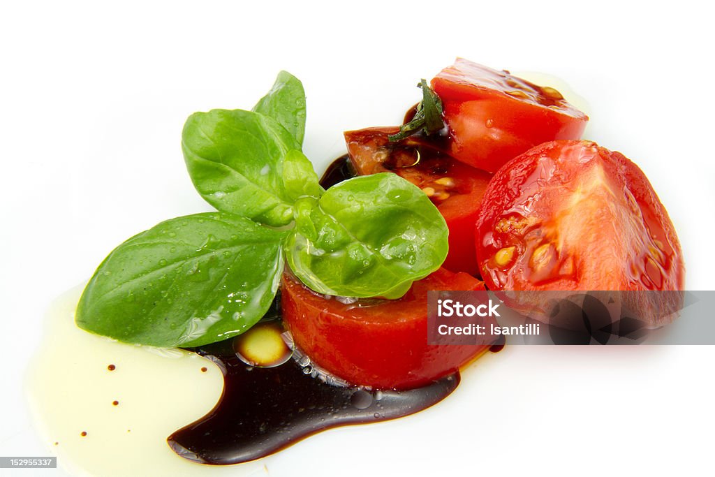 Tomate, vinagre balsâmico - Foto de stock de Comida royalty-free