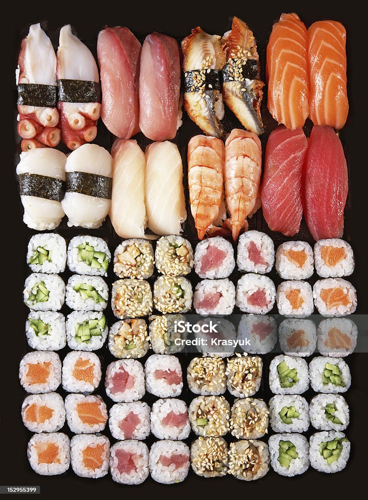 Sushi Set of Japanese sushi background Asia Stock Photo