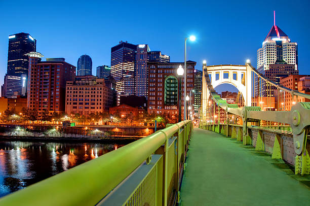 Pittsburgh Skyline at Sunrise stock photo