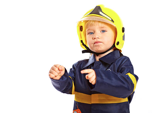 istock Little boy in fireman costume 152957266