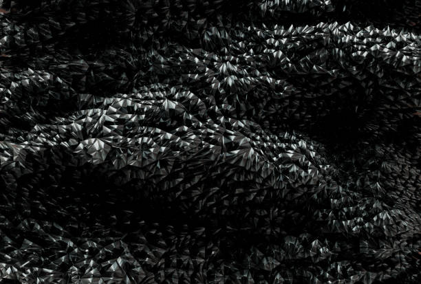 Abstract 3D Rendered Metallic Wavy Mosaic Tiled Terrain Background