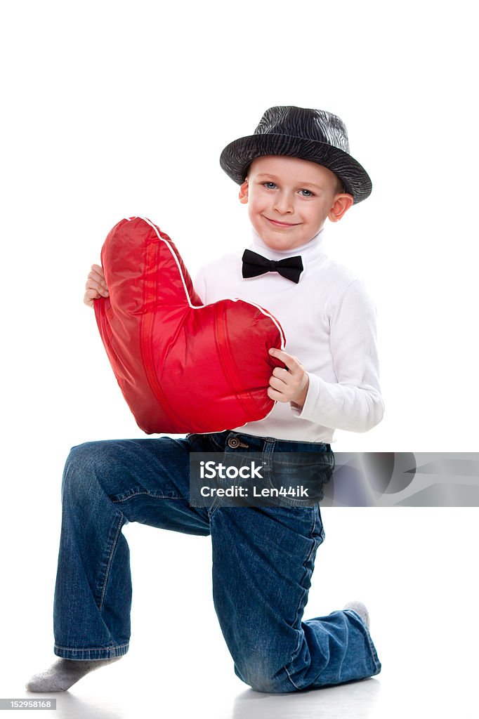 Süße Junge mit roten Herz - Lizenzfrei Erwachsene Person Stock-Foto